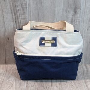 Liz Claiborne Two Tone Canvas Tote Bag With Two Shoulder Straps Small